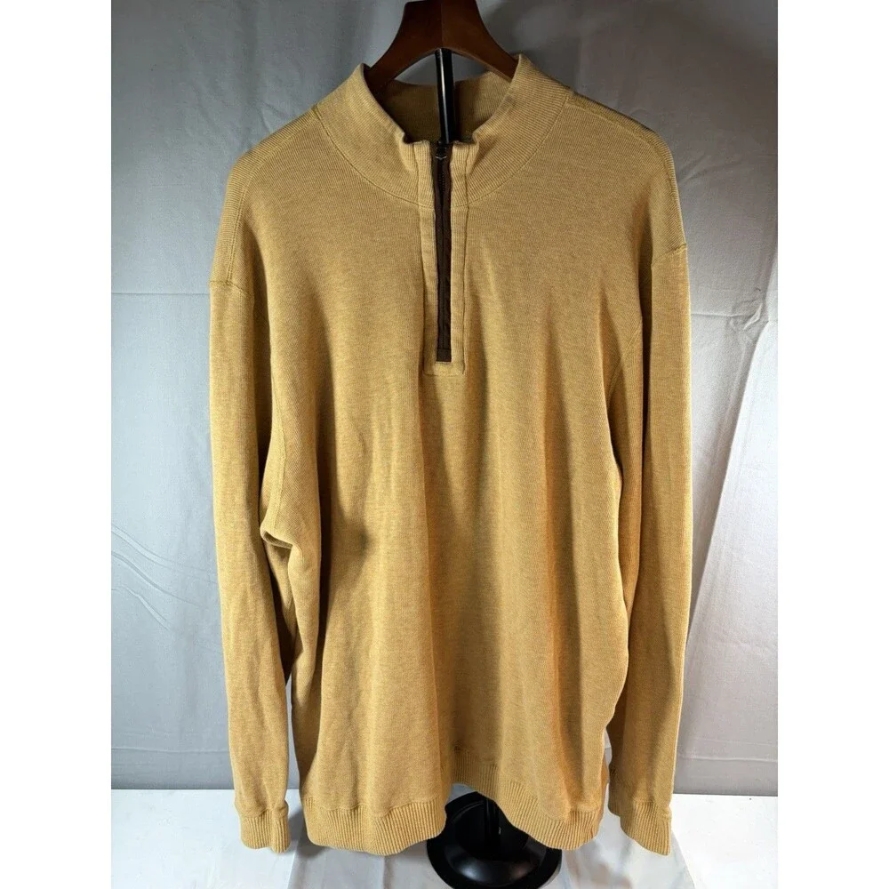 CREMIEUX Mens Tan Quarter Zip Pullover Long Sleeve Casual Size XL Great Cond.